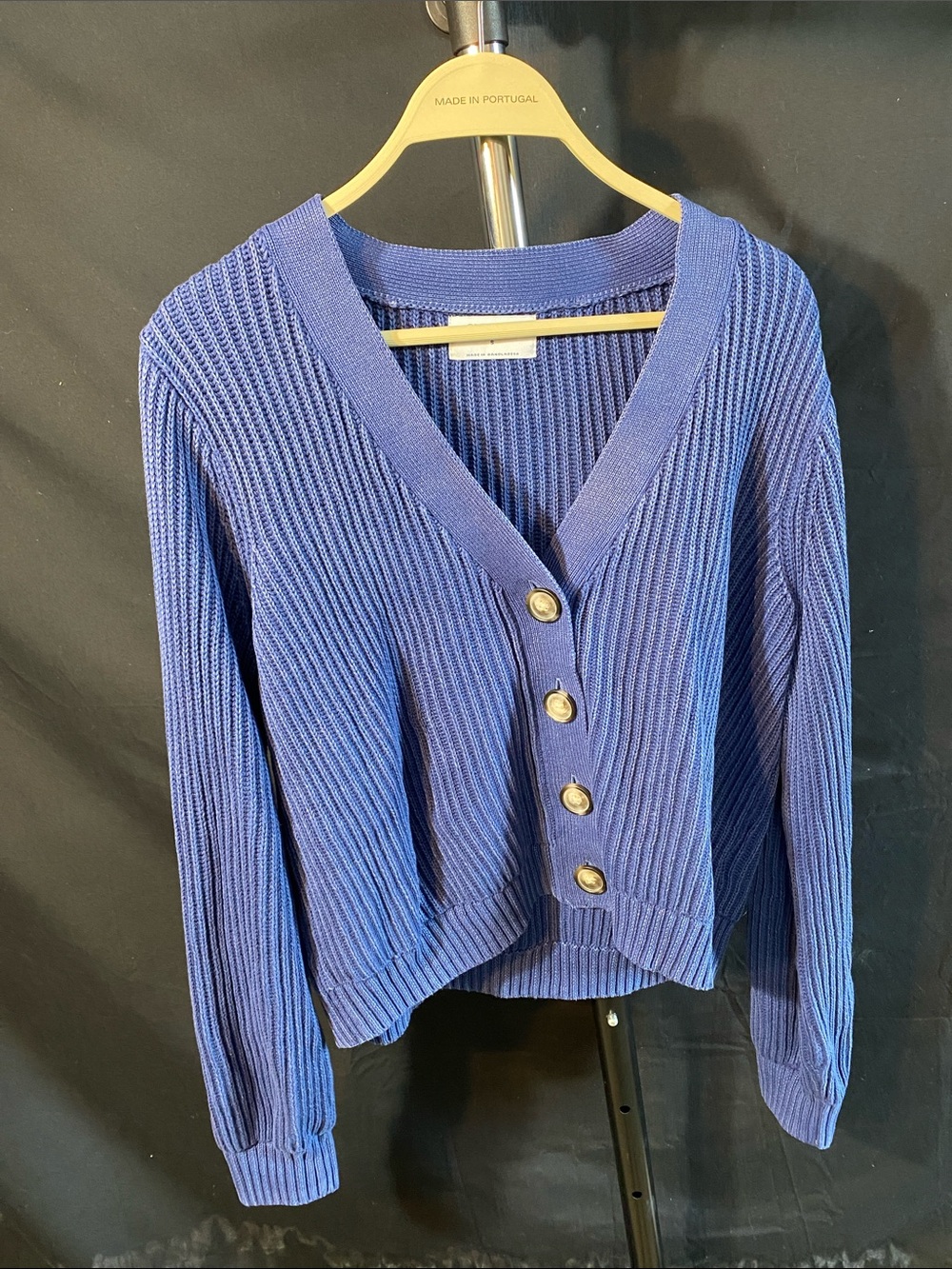 Oversized Old Navy Blue Ribbed V-Neck Cardigan with Buttons